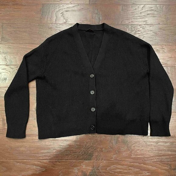 Quince Mongolian Cashmere Fisherman Boxy Cropped Cardigan Sweater - Picture 4 of 8